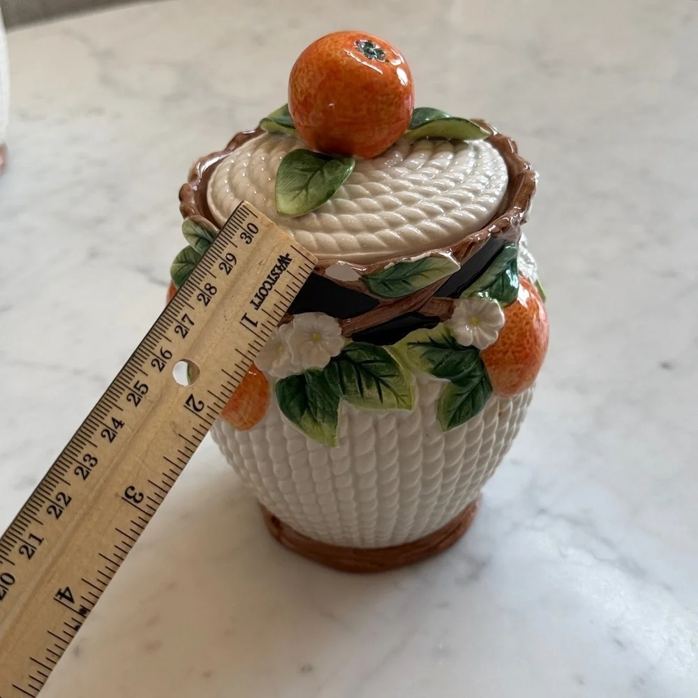Fitz & Floyd Retired Mediterranean Majolica Fruit Canister 8”